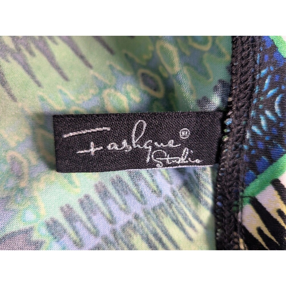 Fashque Studio Top Women's L Blouse Stretch Pullover Abstract Multi Asymmetrical - Picture 8 of 11